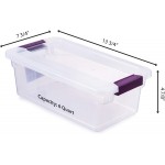 Sterlite 6 Quart Stackable Plastic Storage Bins with Lids and Latches 6 Pack Bundled with Peaknip Labels and Marker