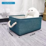 Storage Basket with Handles Fabric Storage Baskets for Organizing | Empty Basket for Gift Empty | Baskets for Cube Storage | Storage Bins for Home Office Blue 12.2L×8.3W×4.7H inch