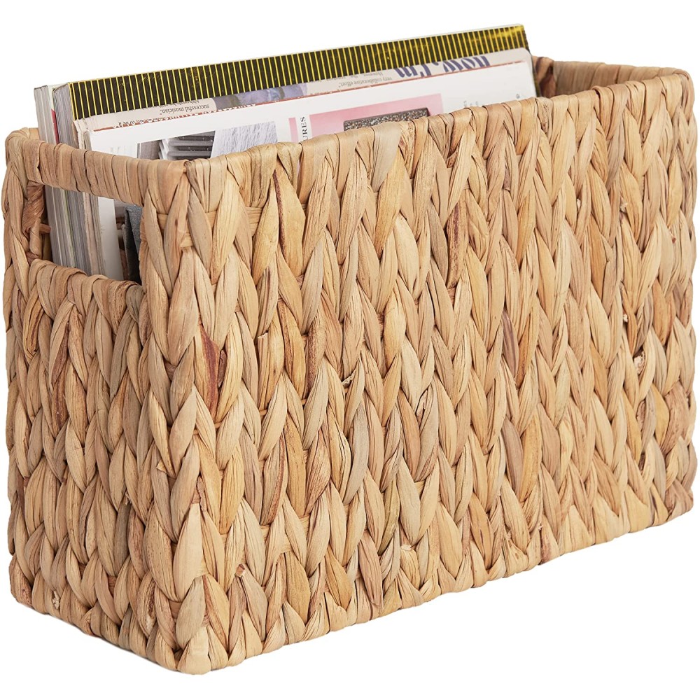 StorageWorks Medium Water Hyacinth Magazine Baskets Rectangle Magazine Storage Basket 13 x 5 ¾ x 8 ½ inches