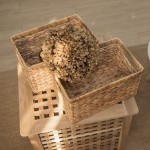 StorageWorks Water Hyacinth Storage Baskets Rectangular Wicker Baskets with Built-in Handles Medium 13 x 8 ¼ x 7 inches 2-Pack
