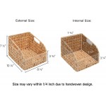 StorageWorks Water Hyacinth Wicker Baskets with Built-in Handles Hand Woven Baskets for Organizing 8 ½"L x 9 ¾"W x 7 ½"H 2-Pack