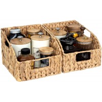 StorageWorks Water Hyacinth Wicker Baskets with Built-in Handles Hand Woven Baskets for Organizing 8 ½"L x 9 ¾"W x 7 ½"H 2-Pack