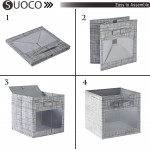SUOCO 8 Pack Cube Storage Bins with Clear Window 11 inch Foldable Fabric Baskets Boxes for Shelf Closet Organizer Nursery and Kids Room Grey