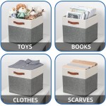 Temary 13x13 Storage Cubes Large Fabric Storage Bins 4 Pack Decorative Storage Boxes with Leather Handles for Organizing Closet Clothes Toys Foldable Cloth Baskets for Shelves