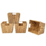 Trademark Innovations Hyacinth Storage Basket with Handles Rectangular Set of 4 11.5"