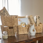 Trademark Innovations Hyacinth Storage Basket with Handles Rectangular Set of 4 11.5"
