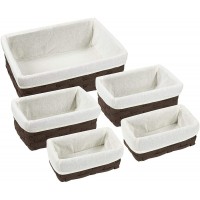 Wicker Nesting Baskets with Liners Brown Storage Organizers for Shelves 5 Piece Set