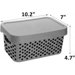 ZOOFOX Set of 4 Plastic Storage Baskets with Lid Organizing Basket Lidded Storage Bins Small Shelf Baskets for Cabinets Countertop and Office