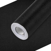 17.7" X 335" Black Wallpaper Peel and Stick Black Contact Paper Removable Temporary Wallpaper Waterproof PVC Self Adhesive Contact Paper for Countertop Rooms