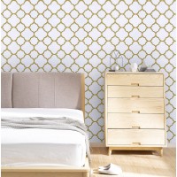 197"x17.7" Gold Wallpaper White and Gold Contact Paper Removable Wallpaper Gold Peel and Stick Wallpaper Self-Adhesive Decorative Wallpaper for Wall Furniture Cabinet Vinyl Roll