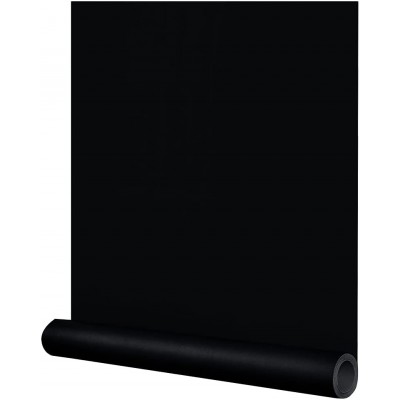 24"x394" Black Wallpaper Black Peel and Stick Wallpaper Solid Black Matte Textured Self Adhesive Removable Thick Vinyl Embossed Film Roll for Wall Decoration FUKU MON