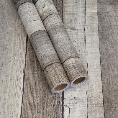 Anmon Wood Wallpaper Shiplap Peel and Stick Wallpaper Wood Contact Paper 17.7" x 118.1" Self Adhesive Vinyl Film Roll Distressed Village Thicken Faux Wood Plank Look Wallpaper for Wall Decorative Home