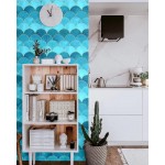 Blooming Wall DPY43 Peel and Stick Gradient Blue Sea Waves Wallpaper Self-Adhesive Removable Wallpaper Wall Mural Wall Decor