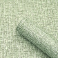 Grasscloth Wallpaper Green Textured H2MTOOL Removable Self Adhesive Peel and Stick Wallpaper for Room Cabinet Countertops Decor 17.7” x 78.7” Green Grasscloth