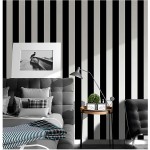 Guvana Stripe Black and White Peel and Stick Wallpaper Self-Adhesive Wallpaper 118"x17.7" Removable Contact Paper Waterproof Wallpaper Decorative Wall Covering Cabinets Shelves Drawer Liner Vinyl