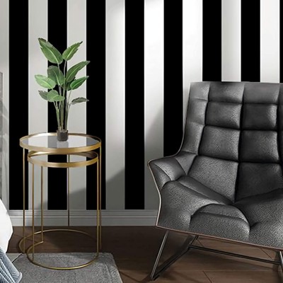Guvana Stripe Black and White Peel and Stick Wallpaper Self-Adhesive Wallpaper 118"x17.7" Removable Contact Paper Waterproof Wallpaper Decorative Wall Covering Cabinets Shelves Drawer Liner Vinyl