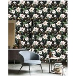 HaokHome 93086 Vintage Floral Peel and Stick Wallpaper Black White Green Removable for Bedroom Decorations 17.7in x 118in