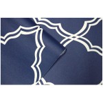 HaokHome 96025-1 Geometric Peel and Stick Wallpaper Trellies Classical Removable Navy White Mural Home Wall Decor 17.7in x 9.8ft