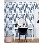 HaokHome 96038-1 Peel and Stick Wallpaper Herringbone Geometric Indigo Blue Removable contactpaper for Home Bathroom Decorations 17.7in x 118in