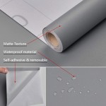 Mecpar 15.7" x 118" Solid Grey Wallpaper Self-Adhesive Grey Peel and Stick Wallpaper Matte Grey Textured Vinyl Film Removable Thicken Paper for Cabinet Shelf Liner Wall Backdrop