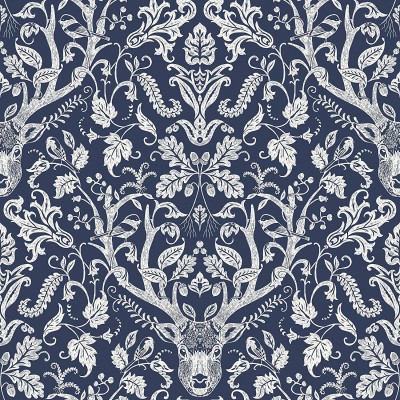 NuWallpaper Navy Escape to The Forest Peel and Stick Wallpaper Blue NUS3680