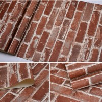 Okydoky Peel and Stick Rustic Red Brick Wallpaper Self-Adhesive Wallpaper Vinyl Waterproof Vintage Wallpaper Self-Sticking Wallpaper Contact Paper for House Decoration No.57104-3