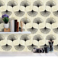 Orainege Ginkgo Peel and Stick Floral Wallpaper Floral Contact Paper 17.7 inch x 118.1 inch Vintage Peel and Stick Wallpaper Neutral Decorative Wallpaper Leaf Self Adhesive Removable Wall Paper