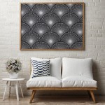 QIMAY 17.3"X236" Black Wallpaper Peel and Stick Silver Glitter Geometric Contact Paper Removable Self Adhesive Wallpaper Embossed Scallop Design Home Decor Cabinets Shelf Drawer Liner Vinyl Film