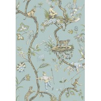 Scalamandre SCS3846 Robin Egg Chinoise Exotique Wallpaper Blue 31 Sq Ft