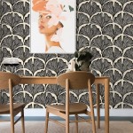 Tempaper x Novogratz Zebra Black Feather Palm Removable Peel and Stick Wallpaper 20.5 in X 16.5 ft Made in The USA