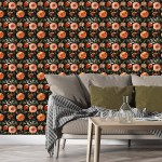 UniGoos Modern Dark Floral Wallpaper Peel and Stick Self-Adhesive Removable Black Flower Wall Paper Vinyl Decorative Contact Paper for Shelf Countertop DIY Decor 17.7" x118"
