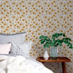 UniGoos Retro Daisy White Flower Peel and Stick Wallpaper Yellow Floral Temporary Wall Paper Self Adhesive Decorative Contact Paper for Living Room Cabinet DIY Decor 17.7" x 118.1"