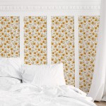 UniGoos Retro Daisy White Flower Peel and Stick Wallpaper Yellow Floral Temporary Wall Paper Self Adhesive Decorative Contact Paper for Living Room Cabinet DIY Decor 17.7" x 118.1"