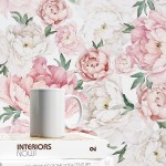 UniGoos Watercolor Floral Wallpaper Peel and Stick Self-Adhesive Removable Vintage Peony Wall Paper Roll Pink Flower Vinyl Decorative Contact Paper for Cabinet Living Room DIY Decor 17.7" x 118"