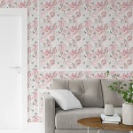 UniGoos Watercolor Floral Wallpaper Peel and Stick Self-Adhesive Removable Vintage Peony Wall Paper Roll Pink Flower Vinyl Decorative Contact Paper for Cabinet Living Room DIY Decor 17.7" x 118"