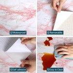 VEELIKE Pink Marble Contact Paper Wallpaper Stick and Peel 15.74 x 354.33inches Self Adhesive Removable Waterproof Wall Covering for Table Countertop Cabinet Drawer