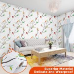 Viseeko Floral Peel and Stick Wallpaper: Removable Wallpaper Birds Pattern Self Adhesive Art Decorative Wallpaper for Bedroom Kitchen17.7" x 118.1"