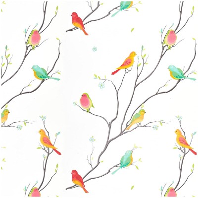 Viseeko Floral Peel and Stick Wallpaper: Removable Wallpaper Birds Pattern Self Adhesive Art Decorative Wallpaper for Bedroom Kitchen17.7" x 118.1"
