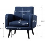 Accent Chairs for Living Room Living Room Chairs Mid Century Modern Fabric Chairs Arm Chairs Blue Set of 1