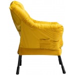 AcozyHom Modern Large Cotton Fabric Lazy Chair，Accent Contemporary Lounge Chair Single Steel Frame Leisure Sofa Chair with Armrests and A Side Pocket Yellow