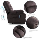 ANJ Massage Recliner Chairs with Heat Overstuffed Fabric Manual Recliners Comfy Padded Reclining Chair for Living Room Bedroom Brown