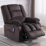 ANJ Massage Recliner Chairs with Heat Overstuffed Fabric Manual Recliners Comfy Padded Reclining Chair for Living Room Bedroom Brown