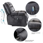 ANJHOME Overstuffed Massage Recliner Chairs with Heat and Vibration Soft Fabric Single Manual Reclining Chair for Living Room Bedroom Grey