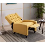 Artechworks Tufted Fabric Pushback Manual Recliner Chair for Living Room Single Sofa Home Theater Seating- Comfortable Bedroom & Living Room Chair Reclining Sofa Yellow