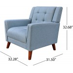 Christopher Knight Home Alisa Mid Century Modern Fabric Arm Chair Blue and Walnut