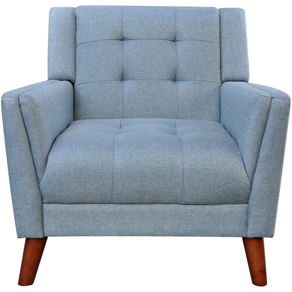 Christopher Knight Home Alisa Mid Century Modern Fabric Arm Chair Blue and Walnut