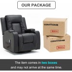 Comhoma Leather Recliner Chair Modern Rocker with Heated Massage Ergonomic Lounge 360 Degree Swivel Single Sofa Seat with Drink Holders Living Room Chair Black