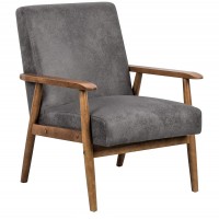 Container Furniture Direct Barlow Modern Vintage Open-Framed Arm Living Room Chair 30.5" Fossil Grey