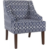 HomePop Velvet Swoop Arm Living-Room-Chairs Blue Trellis