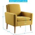 Lohoms Modern Accent Fabric Chair Single Sofa Comfy Upholstered Arm Chair Living Room Furniture Mustard Yellow